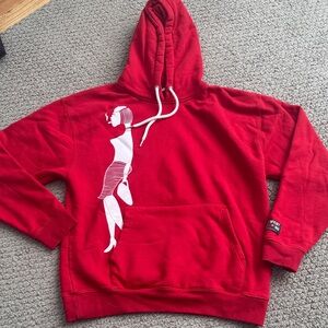 Red Graphic Hoodie with White Silhouette